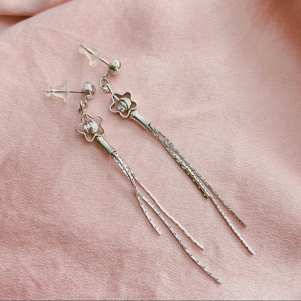 Flower Dangling Sterling Silver Earrings
